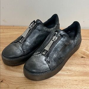 Frye Metallic Silver Slip-On Sneakers